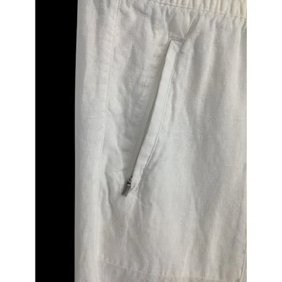 Athleta Cabo Linen Wide Leg Pant Calla Lily White Size 6  With Elastic Waist - Picture 5 of 10